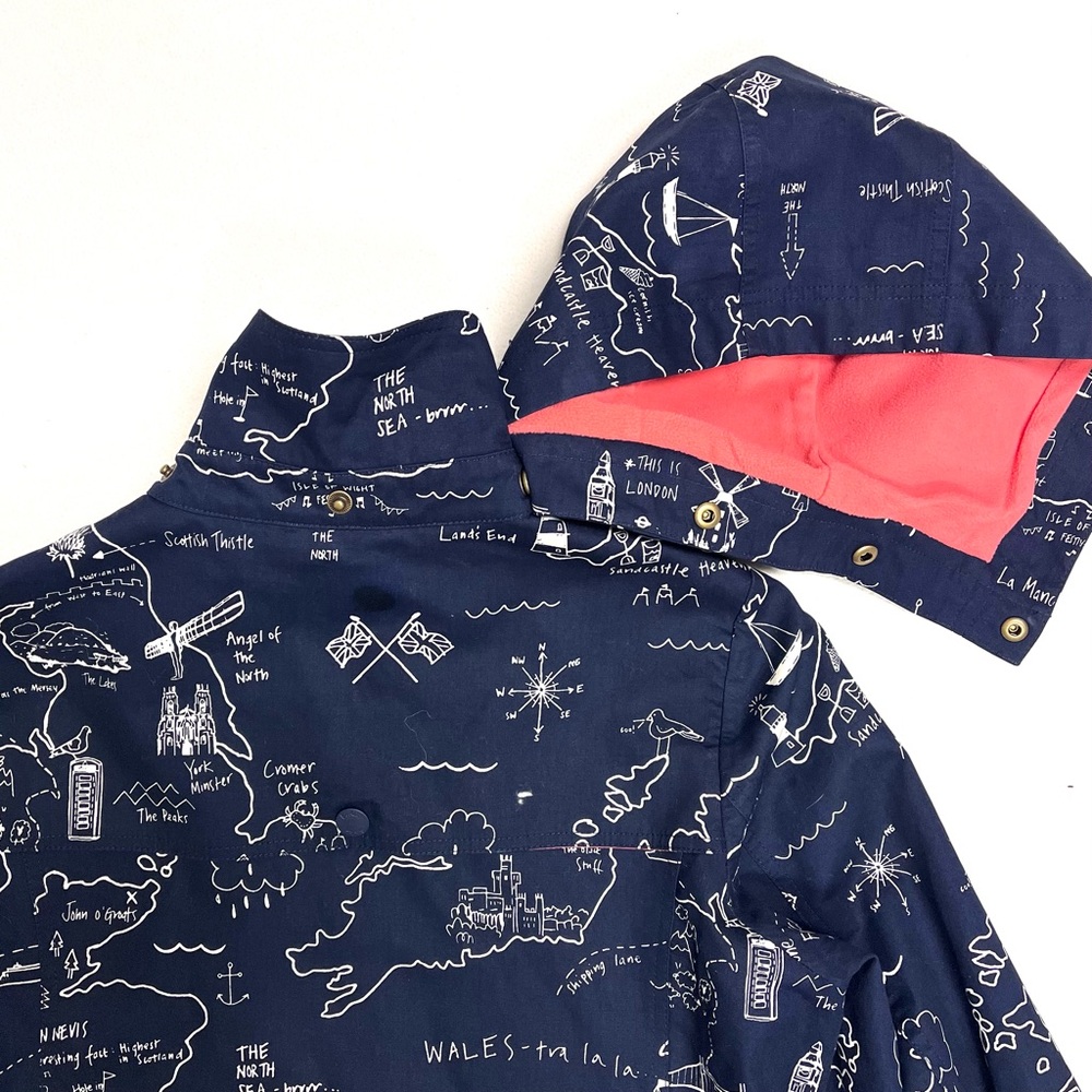 Boden Navy and Coral Map Print Jacket - Picture 6 of 11